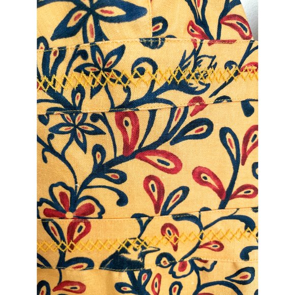NEW Agua Bendita Narciso Ceramica Maxi Dress Linen Yellow Floral Bird Printed XS - Picture 7 of 12